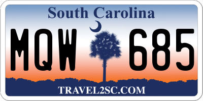 SC license plate MQW685