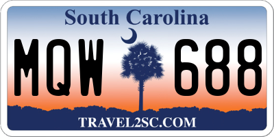 SC license plate MQW688