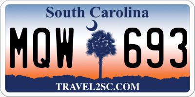 SC license plate MQW693