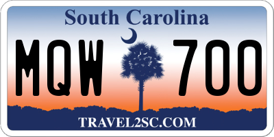 SC license plate MQW700
