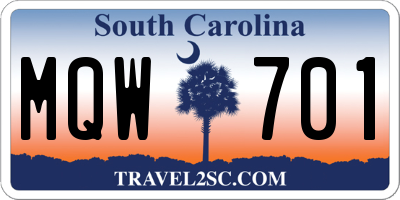SC license plate MQW701