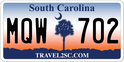 SC license plate MQW702