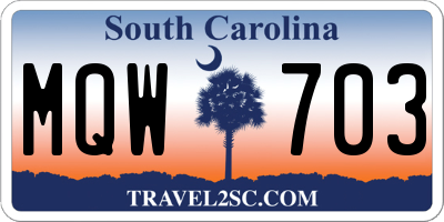 SC license plate MQW703