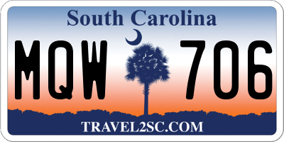 SC license plate MQW706
