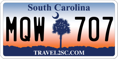 SC license plate MQW707