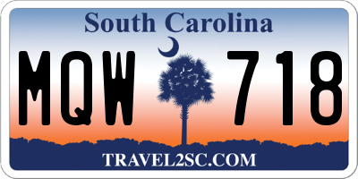 SC license plate MQW718
