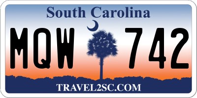 SC license plate MQW742