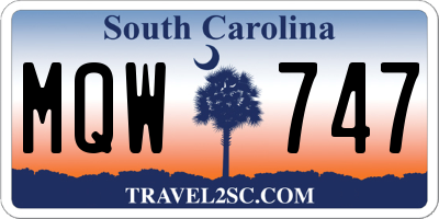 SC license plate MQW747