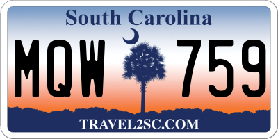 SC license plate MQW759