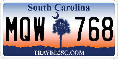 SC license plate MQW768
