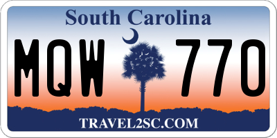 SC license plate MQW770