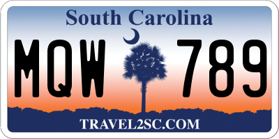 SC license plate MQW789