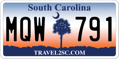 SC license plate MQW791
