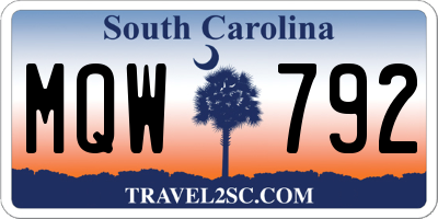 SC license plate MQW792