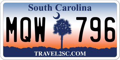 SC license plate MQW796