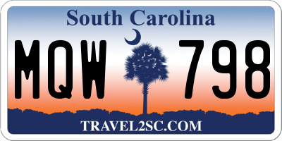 SC license plate MQW798