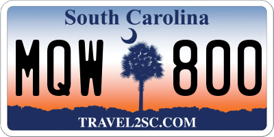 SC license plate MQW800