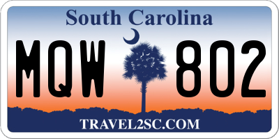 SC license plate MQW802