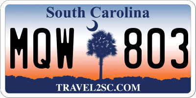 SC license plate MQW803
