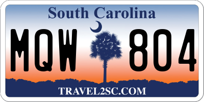 SC license plate MQW804