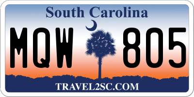 SC license plate MQW805