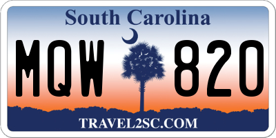 SC license plate MQW820