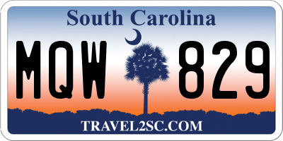 SC license plate MQW829