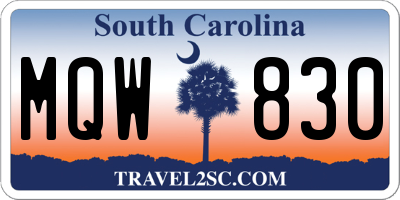 SC license plate MQW830