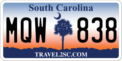 SC license plate MQW838
