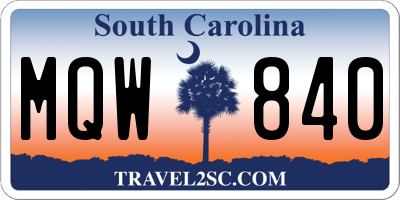 SC license plate MQW840