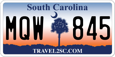 SC license plate MQW845