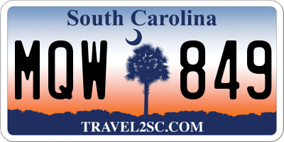 SC license plate MQW849