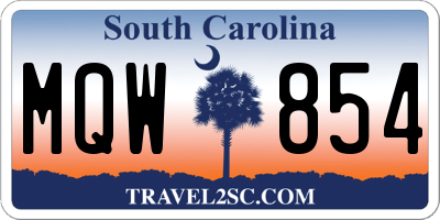 SC license plate MQW854