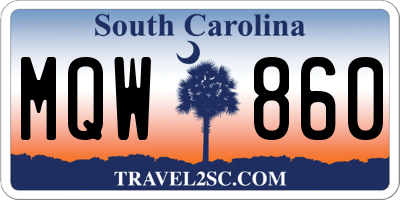 SC license plate MQW860