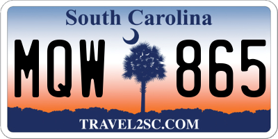 SC license plate MQW865