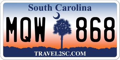 SC license plate MQW868