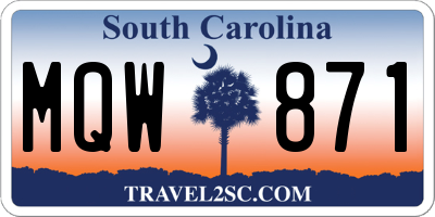 SC license plate MQW871