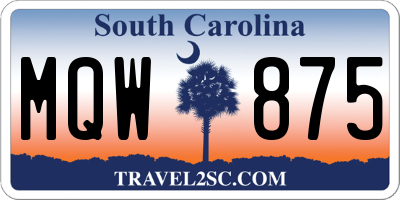 SC license plate MQW875