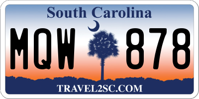 SC license plate MQW878