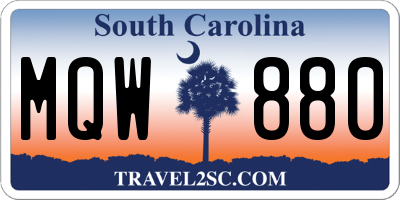 SC license plate MQW880