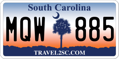 SC license plate MQW885