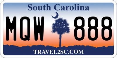 SC license plate MQW888