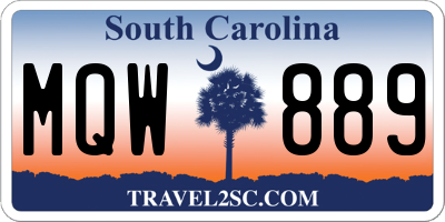 SC license plate MQW889