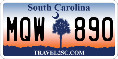 SC license plate MQW890