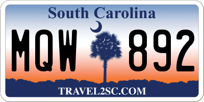 SC license plate MQW892