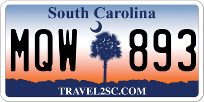 SC license plate MQW893