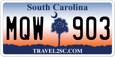 SC license plate MQW903