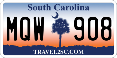 SC license plate MQW908