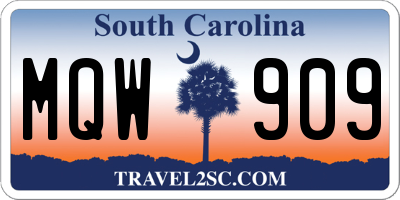 SC license plate MQW909