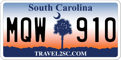 SC license plate MQW910